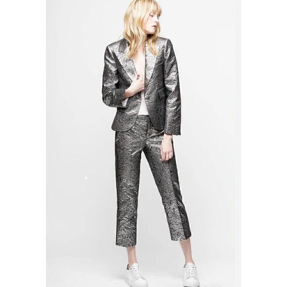 Zadig & Voltaire Womens Pants XS Metallic Maximalist Cyberpunk Futuristic Edgy - Picture 4 of 14